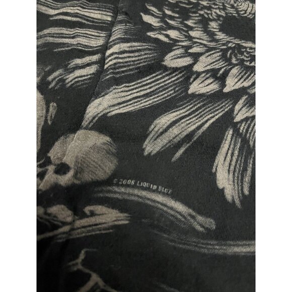 Liquid Blue Flying Skulls 2008 Mens XL Black Skull Guitar Skeleton Y2k Metal - Picture 8 of 9